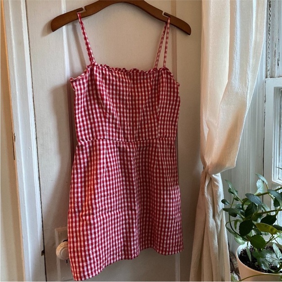 Reformation Red Gingham Linen Dress - Picture 3 of 6